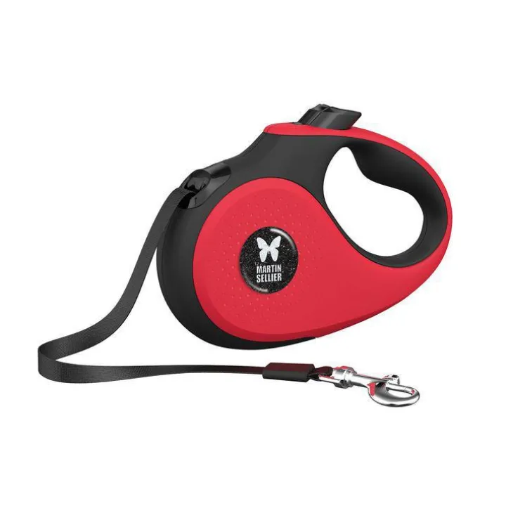Laisse sangle rétractable rouge pour chien 5 m