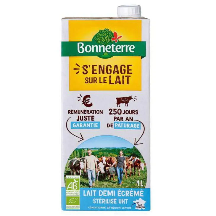 Lait demi-écrémé Bonneterre 1L