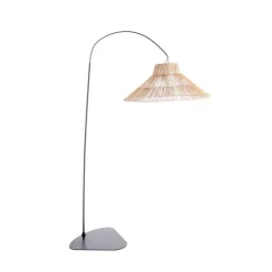 Lampadaire coloris marron en fibres naturelles et métal Niza