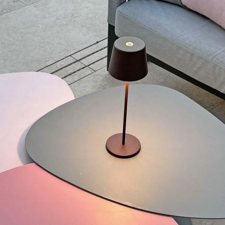 Lampe de table touch sans fil en aluminium marron Kelly Vintage - Ø 10 x H 38 cm
