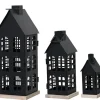 Lanterne maison haute coloris noir - 12 x 12 x 30 cm
