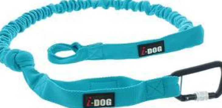 Longe de traction pour chien puissant coloris bleu I-Dog Cani-Bike Opale - 240 cm