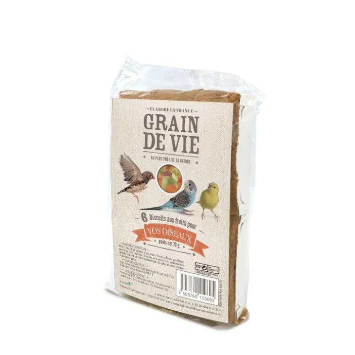 Lot de 6 biscuits pour oiseaux aux fruits Grain De Vie - 70 g