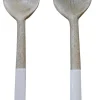 Lot de 2 couverts coloris blanc en manguier émaillé - 33 x 8 x 3 cm