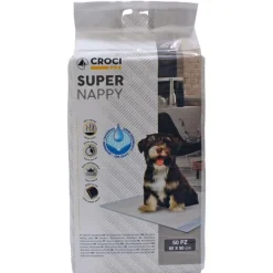 Lot de 50 tapis hygiéniques pour chien super nappy au charbon actif 50 pièces Crocy - 90 x 60 cm