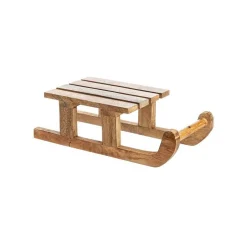 Luge décorative à poser en bois naturel - 12 x 8 x 30 cm