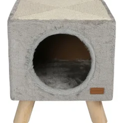 Maison pilotis avec griffoir de coloris gris 30 x 30 x 35 cm