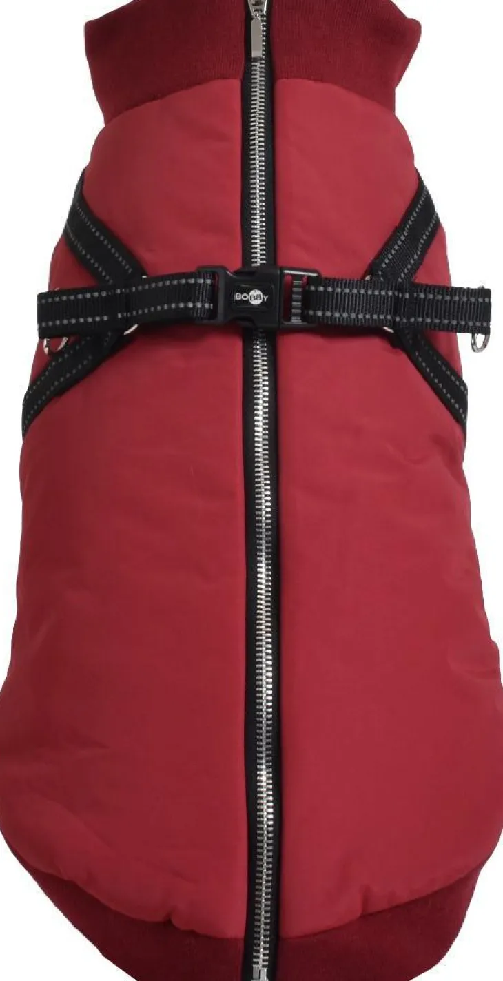 Manteau pour chien coloris bordeaux avec harnais intégré Bobby Easy - Taille 36M
