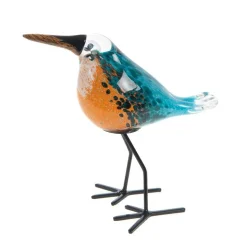 Martin-pêcheur en verre sur pied - 9 x 14,5 x 14,5 cm