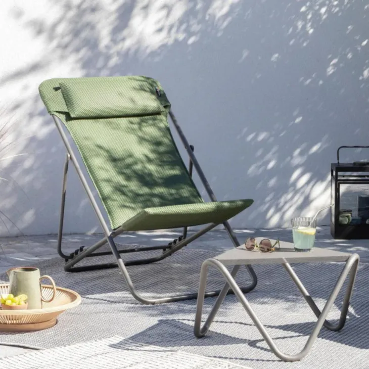Maxi Transat BeComfort® tube titane olive Lafuma Mobilier - 62 x 83 x 94 cm