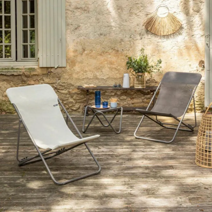 Maxi transat en acier et toile Batyline beige Lafuma Seigle II - 62 x 125 cm