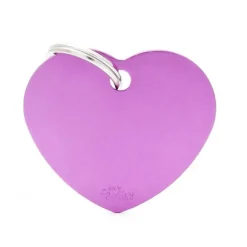 Médaille à graver pour chien en aluminium coloris violet cœur Myfamily Basic