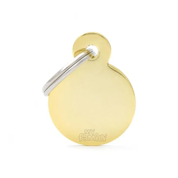 Médaille basic petit cercle pour chien en laiton doré