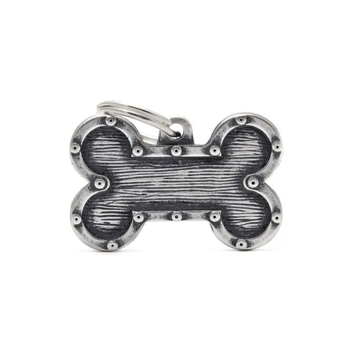 Médaille bronx grand os pour chien décoration rivets en métal