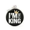 Médaille charms king noire pour chien en métal