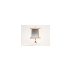 Miroir en bois pour oiseaux avec cloche 10,5x10 cm