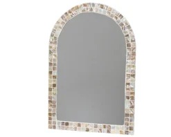 Miroir en verre et capiz blanc - 34,5 x 50 cm