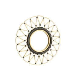 Miroir rond soleil en rotin coloris noir - Ø 60 cm