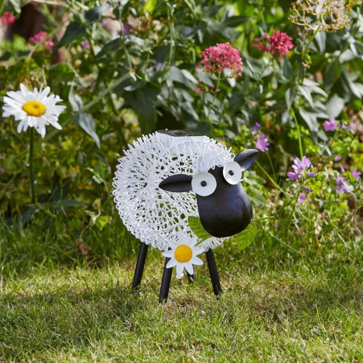 Mouton solaire en métal Dolly Sheep à LED blanc ou multicolore