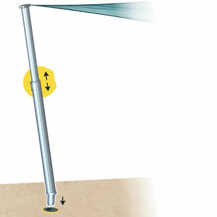 Mât pour voile d'ombrage téléscopique coloris gris en aluminium Gard&Rock - Ø 10 cm