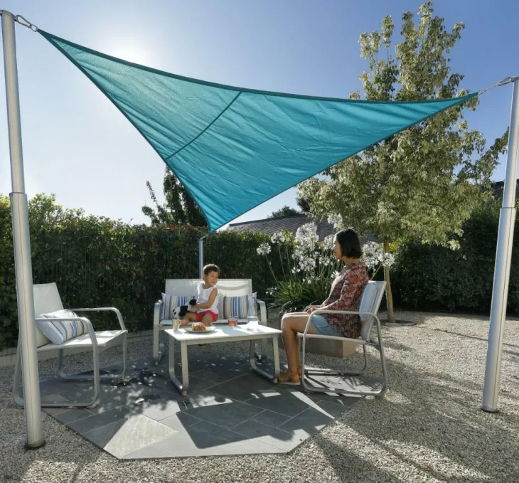 Mât pour voile d'ombrage téléscopique coloris gris en aluminium Gard&Rock - Ø 10 cm