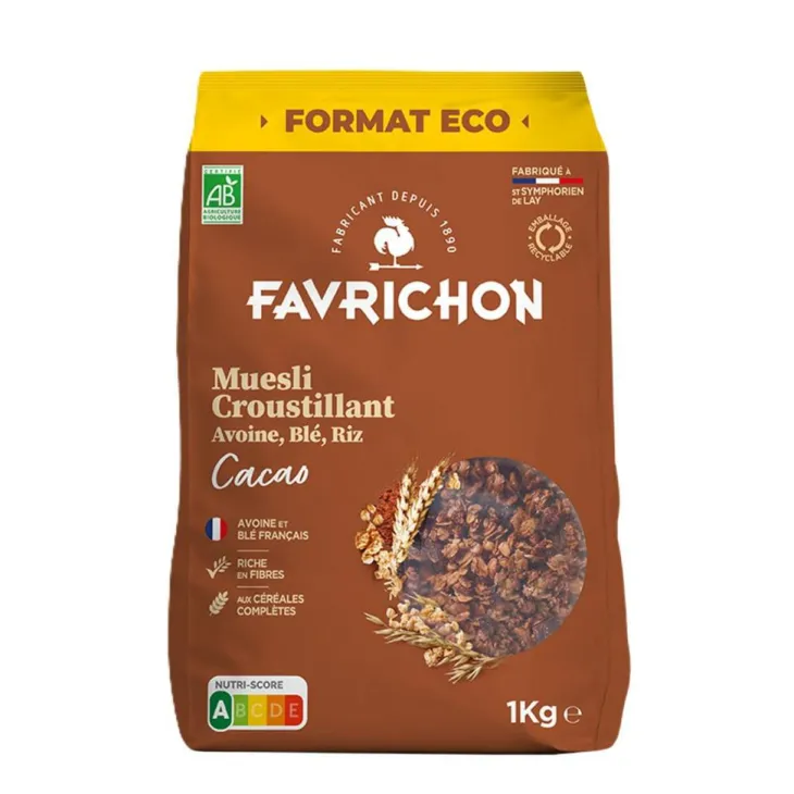 Muesli croustillant cacao bio Favrichon - 1 kg