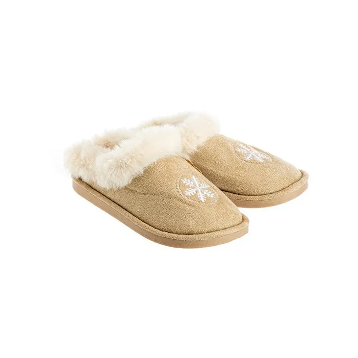 Mules extra douces coloris beige avec fausse fourrure - Pointure 37