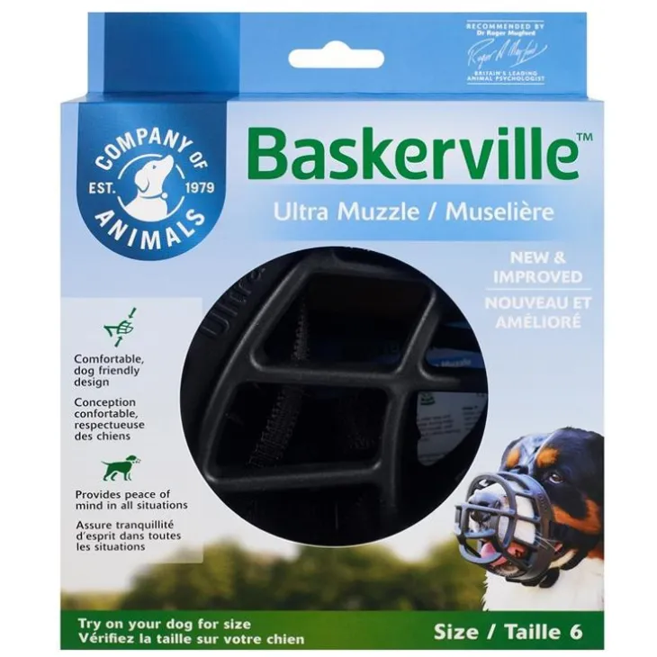 Muselière pour chien noire caoutchouc thermoplastique Baskerville Ultra – Taille 6