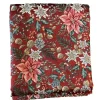 Nappe rouge en PE/coton à motifs roses, blancs et verts Poinsettia - 150 x 150 cm
