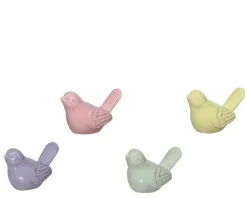 Oiseau décoratif en porcelaine colorée - 4,3 x 8 x 4,7 cm
