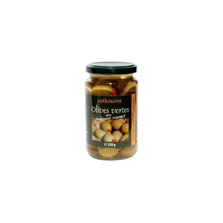 Olives vertes aux poivrons rouges bio Epikouros - 320 g