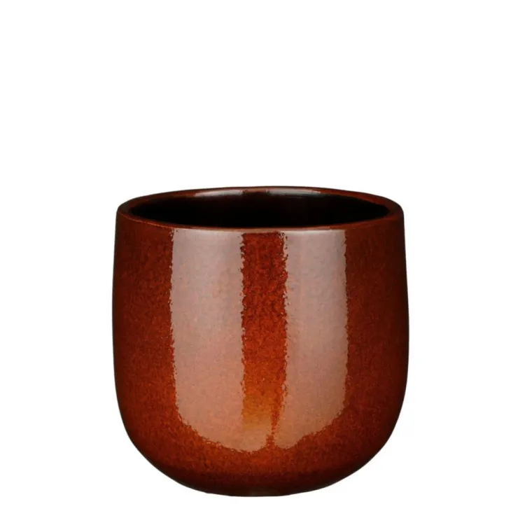 Pablo pot rond coloris marron en céramique - Ø 21 x 19 cm