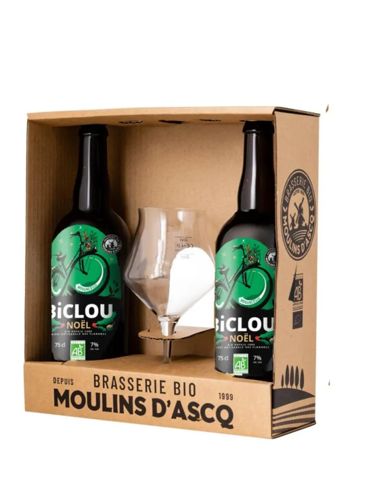 Pack 2 bières blondes Biclou Brebis Galeuse 75cl + 1 verre bio