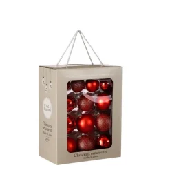Pack de 26 boules coloris rouge en verre - Ø 7 cm