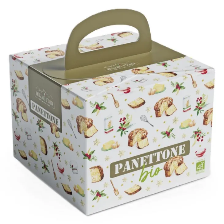 Panettone traditionnel bio Artigiani d'Italia - 500 g dans une boîte en carton