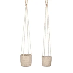 Panier à suspendre en toile de jute crème Atlantic - Ø 16 x H 16 cm