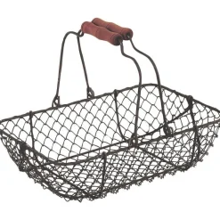 Panier anses mobiles grillagé 28x19x7,5-21 cm
