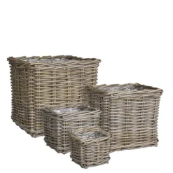 Panier carré en osier gris Marcia - 18 x 18 x 14 cm