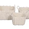 Panier carré tricoté avec poignées coloris blanc en polyester - 30 x 30 x 19 cm