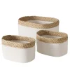 Panier en coton et osier naturel Loana taille M - 20 x 14 x 13 cm