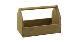 Panier Gustave en bois de sapin teinté noyer Cav Service - 33 x 18 x 8 cm