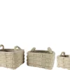 Panier rectangulaire en polyester brun clair avec poignées - 35 x 25 x 20 cm
