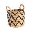 Panière en bananier zig zag coloris noir en feuilles de bananier Taille 2 - Ø 38 cm