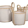 Panière poignées tressées coloris blanc en polyester - Ø 30 cm