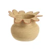 Panière ronde en osier naturel avec décor fleur bordé de rouge - Ø 32 x H 25 cm