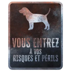 Panneau d'avertissement beagle coloris noir en métal galvanisé D&D Home - 25 x 20 x 0,3 m
