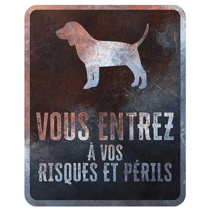 Panneau d'avertissement beagle coloris noir en métal galvanisé D&D Home - 25 x 20 x 0,3 m
