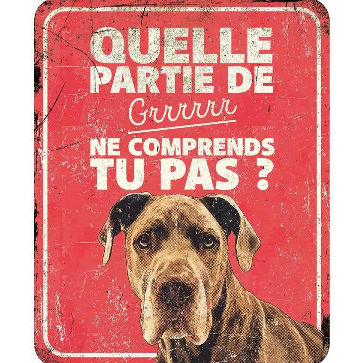 Panneau d'avertissement danois coloris rouge en métal galvanisé D&D Home - 25 x 20 x 0,3 cm