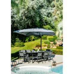 Parasol déporté anthracide octogonal Royal Garden Royal Deluxe - 3 x 3 m