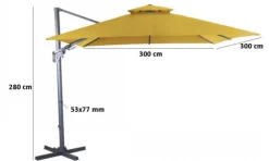Parasol déporté bio, orientable et inclinable, gris - PROLOISIRS NH - 3x3m